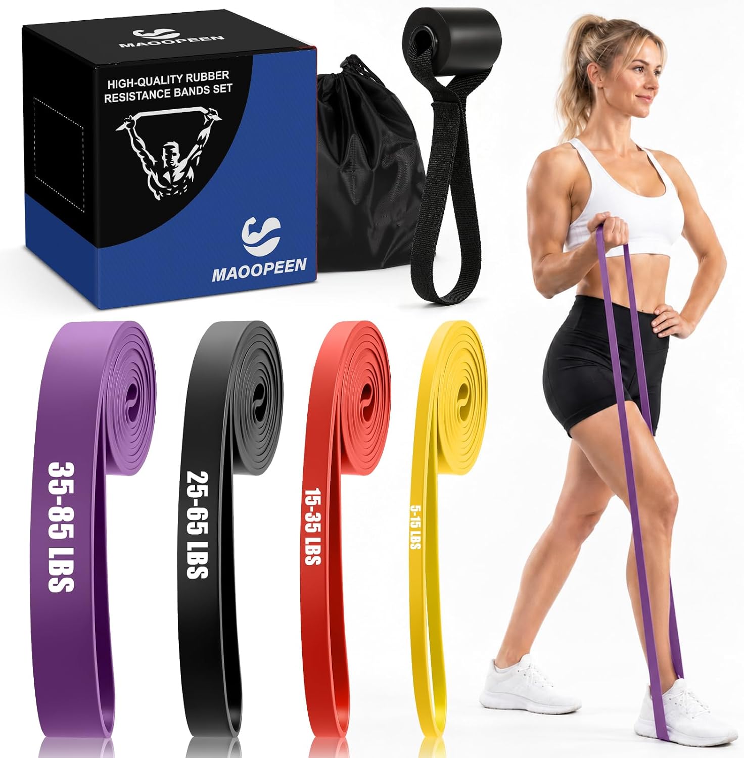 Resistance Bands for Working Out, Exercise Workout Bands Set, Stretch Bands for Full-Body Training, Fitness, Physical Therapy, Home Gym for Women & Men
