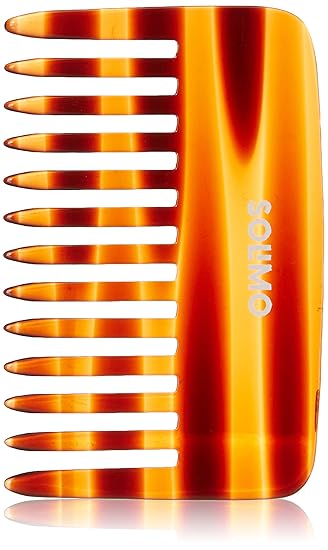 Amazon Brand - Solimo Handmade Turtle Shell Brown Wide-Tooth Pocket Comb, 10 cm x 6 cm