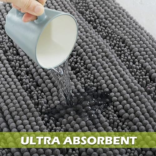 Miniatura 5 de KGORGE Alfombras de baño grises  Alfombras de baño suaves y grandes, alfombra de baño absorbente de agua, alfombra de ducha para inodoro, puerta,