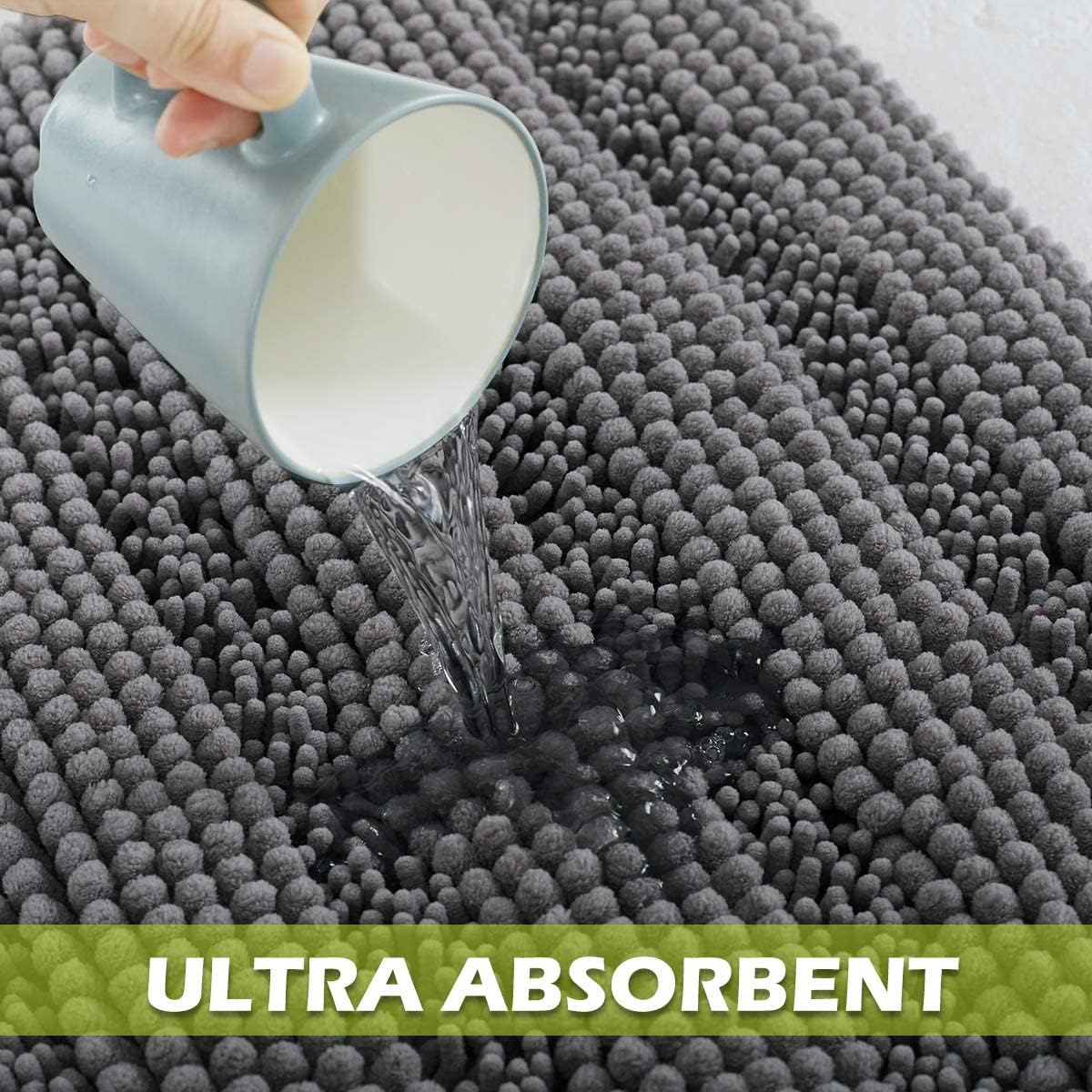 Grey Bath Rugs - Soft Large Bathroom Rugs Farmhouse Floor Cover Water ...