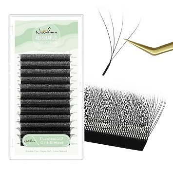 4D W Clover Lash Extensions 0.07 C Curl 8-12mm Premade Fans Black