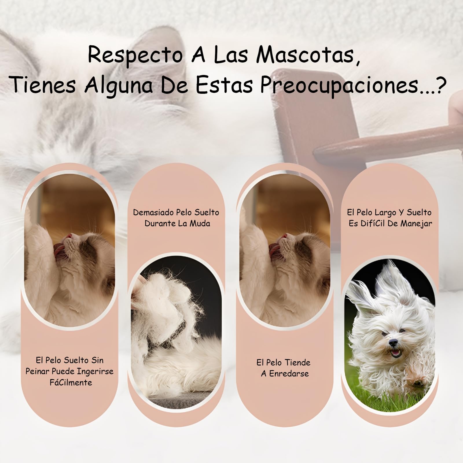 piezas Cepillo para Perros y Gatos, Limpia, Desenreda y da Masaje, Quitar Pelo Muerto, Mango de madera Ergonómico y Púas de Acero Inoxidable, Pelaje de su Mascota (Mediano + peine de dientes finos)