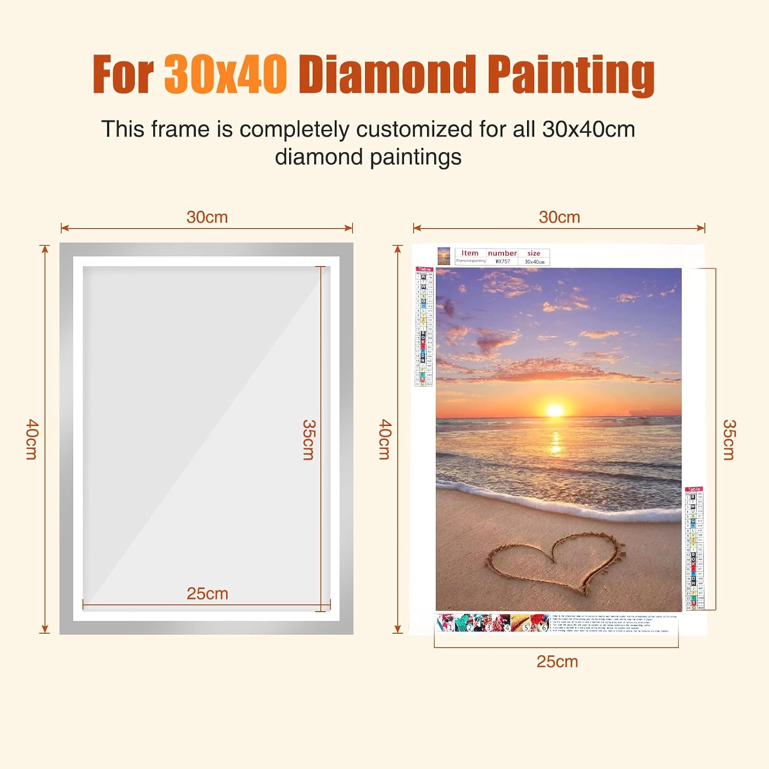 GHHKUD Upgraded 2Pack Diamond Painting Frames, Frames for 30x40cm Diamond Painting Canvas, Magnetic Diamond Art Frame Self-Adhesive, Diamond Painting Frames with Hooks for Wall Window Door (Silver)