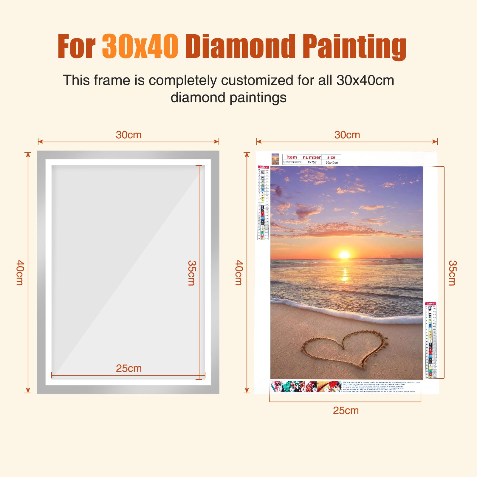 2 Cornici Magnetiche Per Diamond Painting QENSPE - Adatte Per Tela 30x40cm (Interno 24.6x34.6cm)