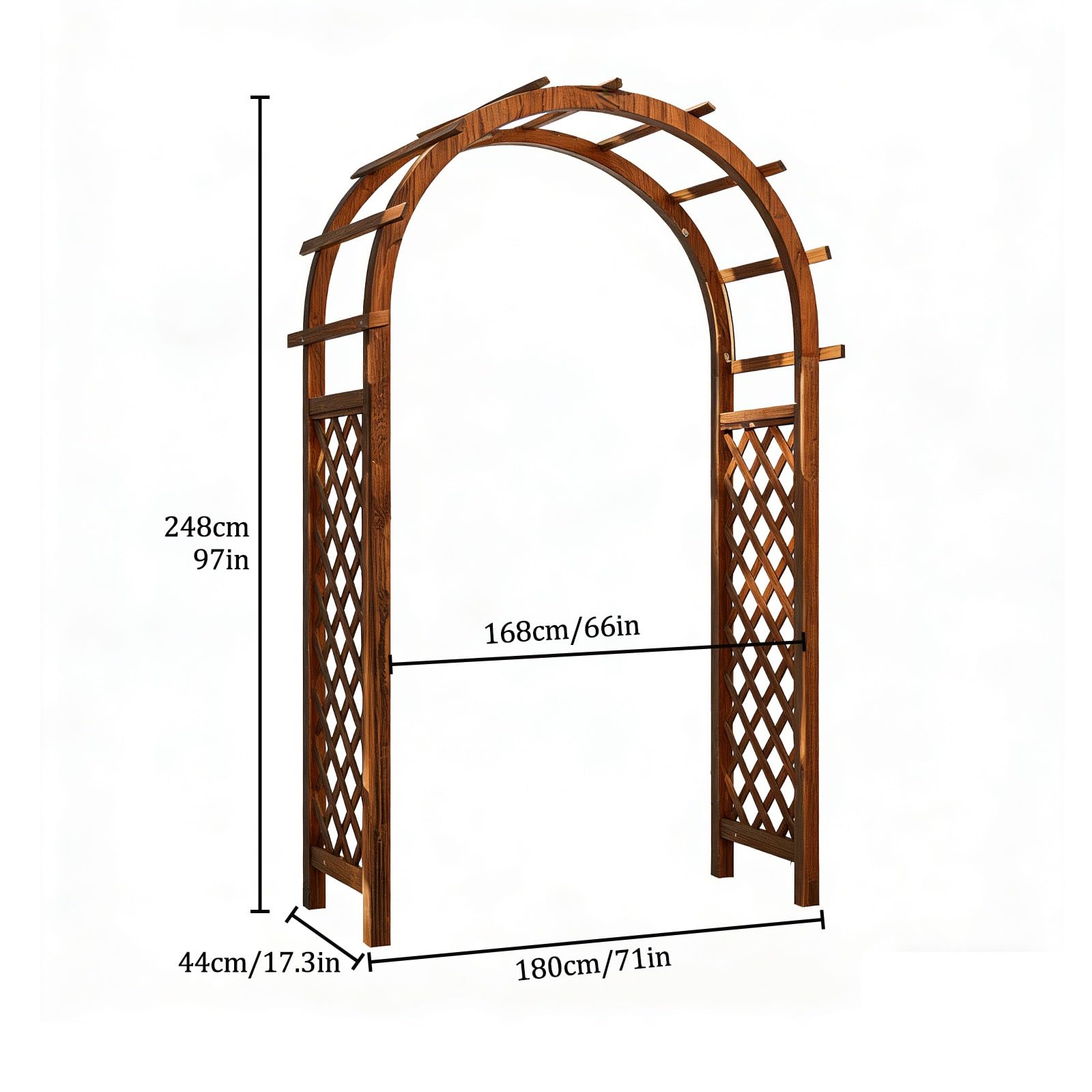 Enrejado de jardín para plantas trepadoras, arco de enrejado de madera, carga estable, impermeable, ideal para colgar macetas, luces de cadena y decoraciones