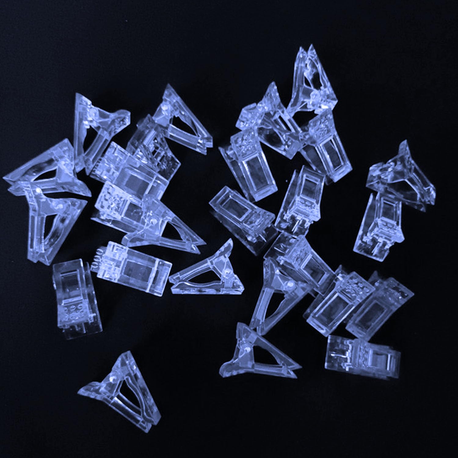 10 Pcs Pinces Ongles Transparentes, Pinces à Ongles en Gel, Clip à Ongles Cristal pour les Extensions d'Ongles et la Manucure (Bleu)
