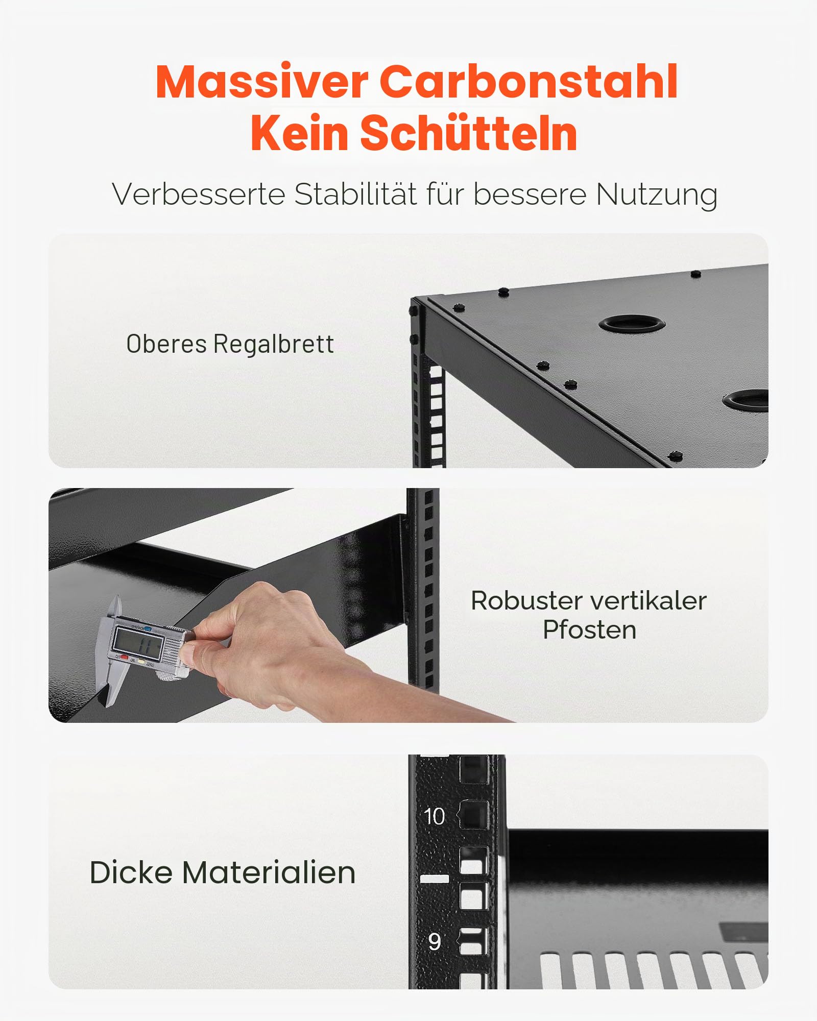 VEVOR 10U Open Frame Netzwerk-Rack, 585 mm Tiefe, Wandmontage oder als Stand-Server-Rack, 4-Pfosten-Konstruktion, mit belüfteten Regalen & Montagezubehör, für All Netzwerk-IT-Geräte &AV-Ausrüstung