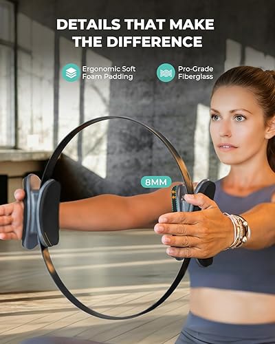 Miniatura 4 de Juego de Anillos de Pilates – Kit de Pilates Antideformación de Grado Profesional – Equipo de Pilates para Entrenamiento en Casa – Anillo de Pilates