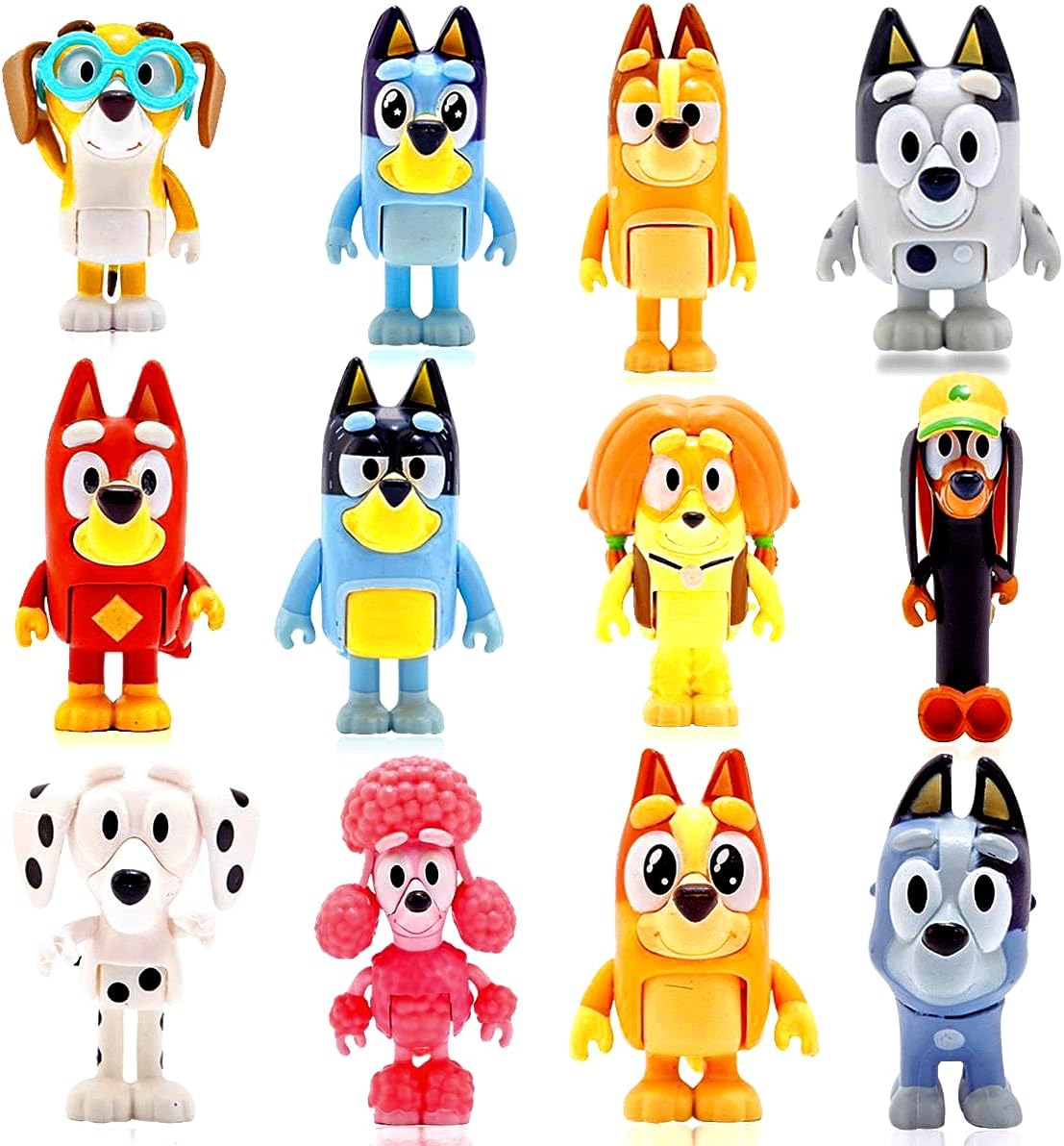 Bluеу Toys 12-Pack, Wolfs Action Figures Playset, Wolves Figurines Family and Friends Set, Cake Toppers 2-3.5 Inch