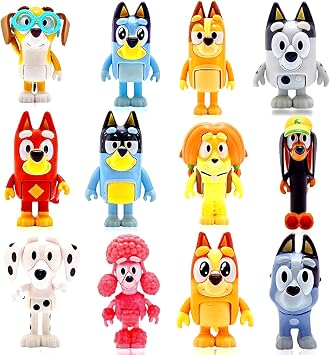 Blu Toys 12-Pack, Wolfs Action Figures Playset, Wolves Figurines Family and Friends Set, Cake Toppers 2-3.5 Inch