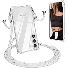 ZCDAYE Crossbody Case Compatible with Samsung Galaxy S236.1 inch, Clear TPU Shockproof Cover with Anti-Lost Detachable Shoulder Strap Adjustable Neckstrap for Women Men, Transparent