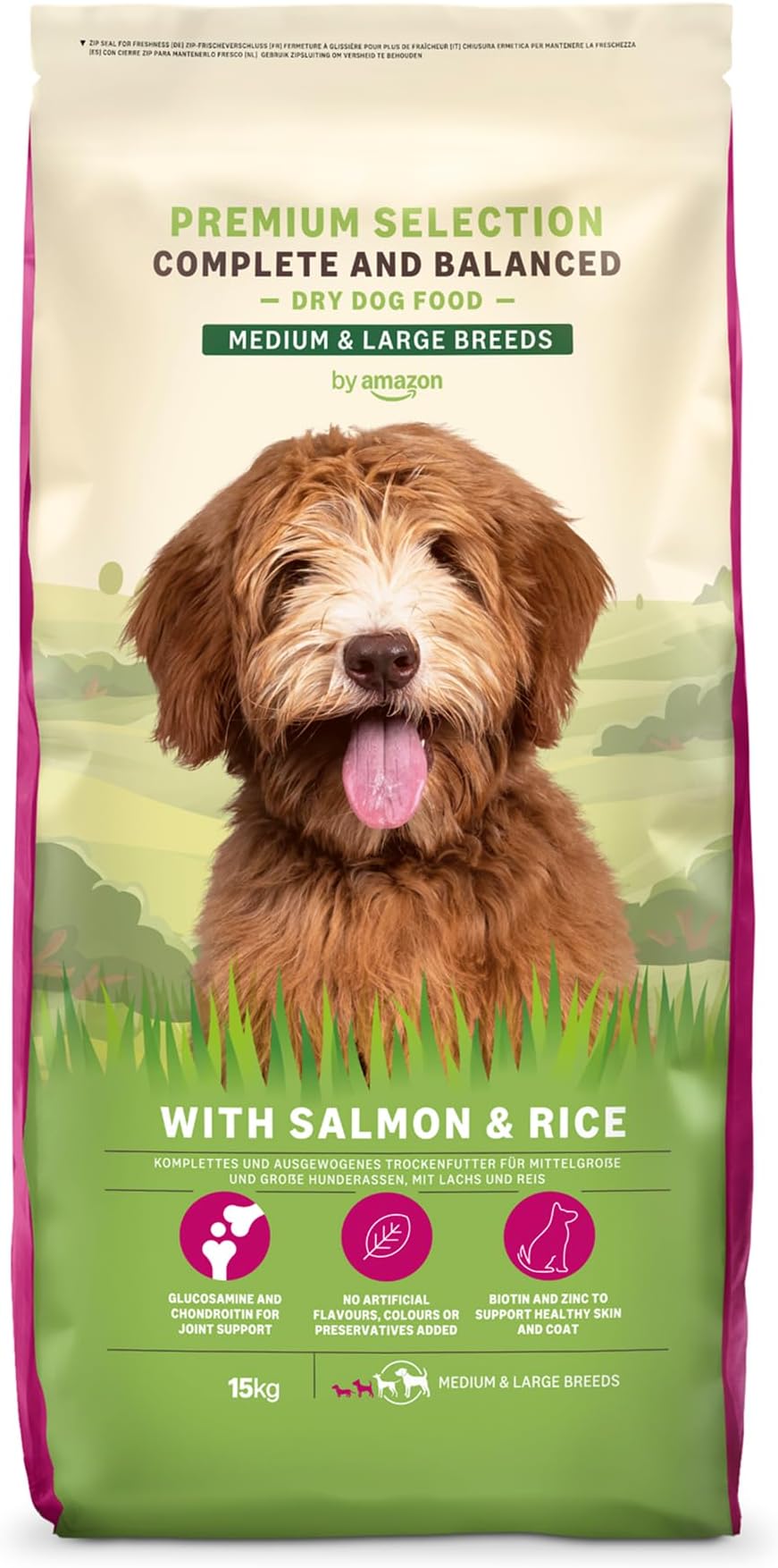 by Amazon Complete Dry Dog Food with Salmon & Rice for Medium and Large Breeds, 1 Pack of 15kg (Previously a Lifelong brand, same product)