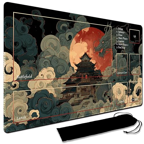 MTG Play Mat, 60 x 35 cm MTG TCG Play Mat with Stitched Edges, HD Print Play Mat for Card Games