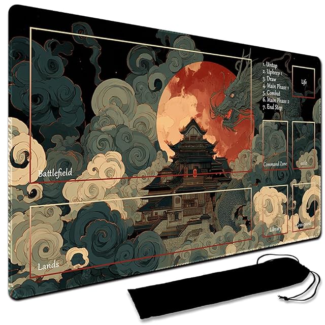 MTG Play Mat, 60 x 35 cm MTG TCG Play Mat with Stitched Edges, HD Print Play Mat for Card Games