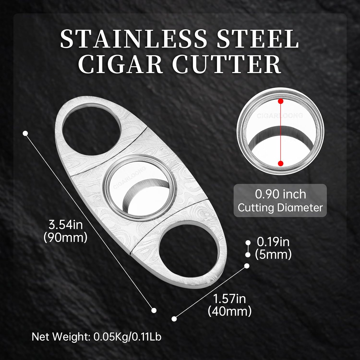 Cigar Cutter Guillotine Stainless Steel Sharp Double Blade Cigar Clippers, 2 Pack Durable Straight Cut Scissors Cigar Accessories for Men, Silver