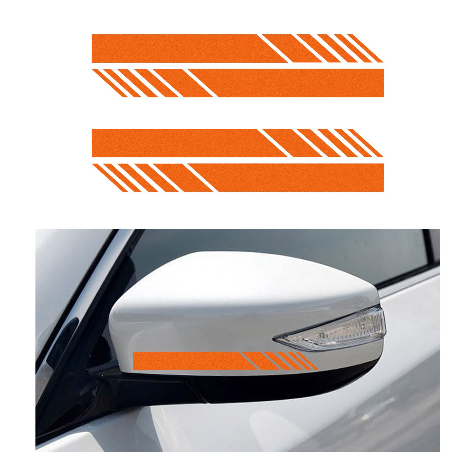 Augeny 4 PCS Car Rear View Mirror Stickers, Waterproof Vinyl Auto Side Rearview Mirror Stripes, Universal Reflective Anti-Collision Striped Warning Decal for Most Vehicles (Orange)