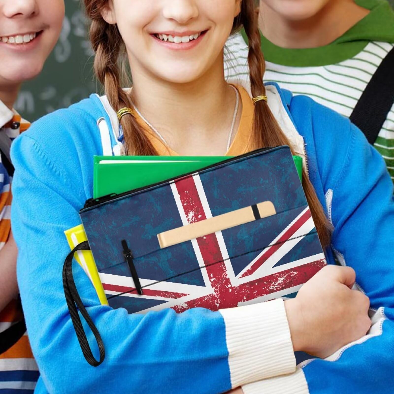 Wanyint Book Sleeve Washable Book Protector Cover with Zipper and Front Pocket Book Cover for Teacher Reader, 11.4 x 8.7, Union Jack Vintage - Image 4