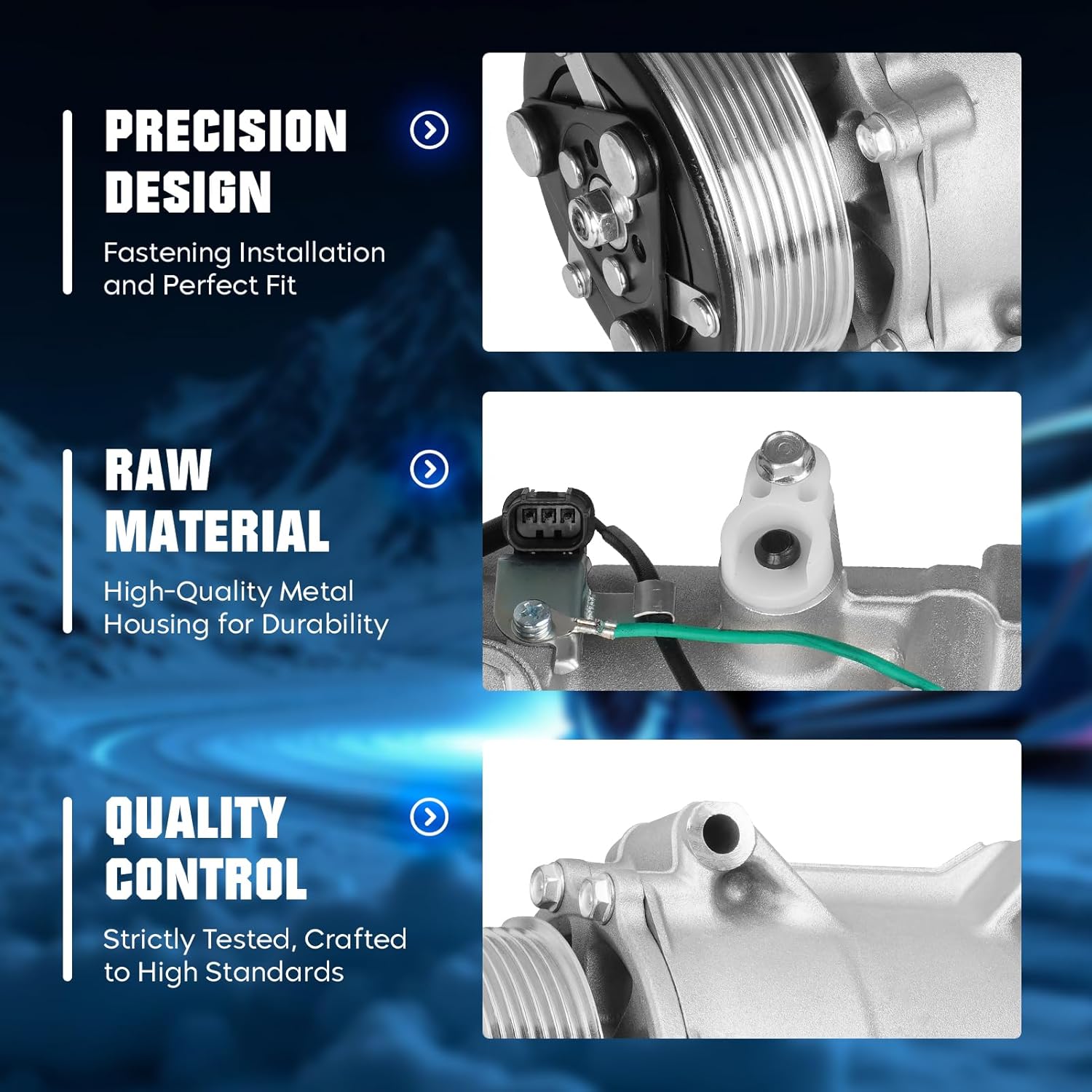 Air Conditioning Compressor & A/C Clutch for Acura RDX 2.3L 2007-2012, for Honda Civic Si 2.4L 2012-2015, for Honda CR-V 2.4L 2007-2014, 4717053 38810RWCA03 4717056