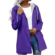 Lightweight Rain Jacket Women Plus Size Waterproof Rain Coats Striped Lined Zip Up Outdoor Windbreaker with Pockets