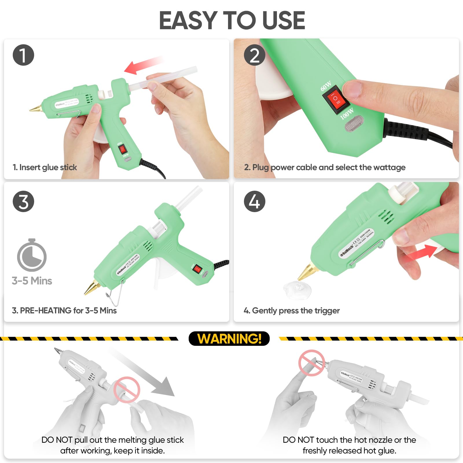 ROMECH Dual Temp Hot Glue Gun - 60/100W -6 ROMECH Dual Temp Hot Glue Gun - 60/100W -6
