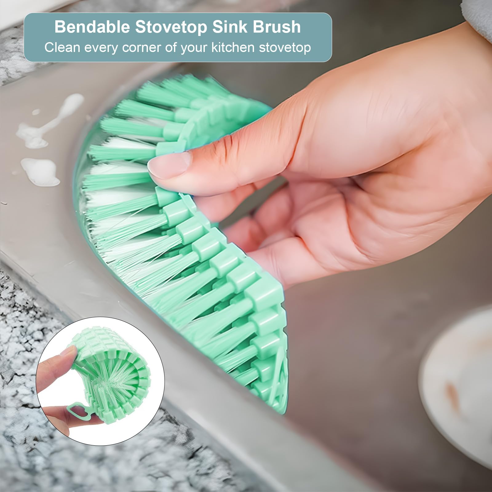 LBTING Reinigungsbürsten-Set mit Spülbürste, Flaschenbürste, Handflächenschrubber, langer Griff für Küche, Spüle, Topf, Pfanne, Tasse, Badezimmer, Theke, Haushalt, 18-teilig