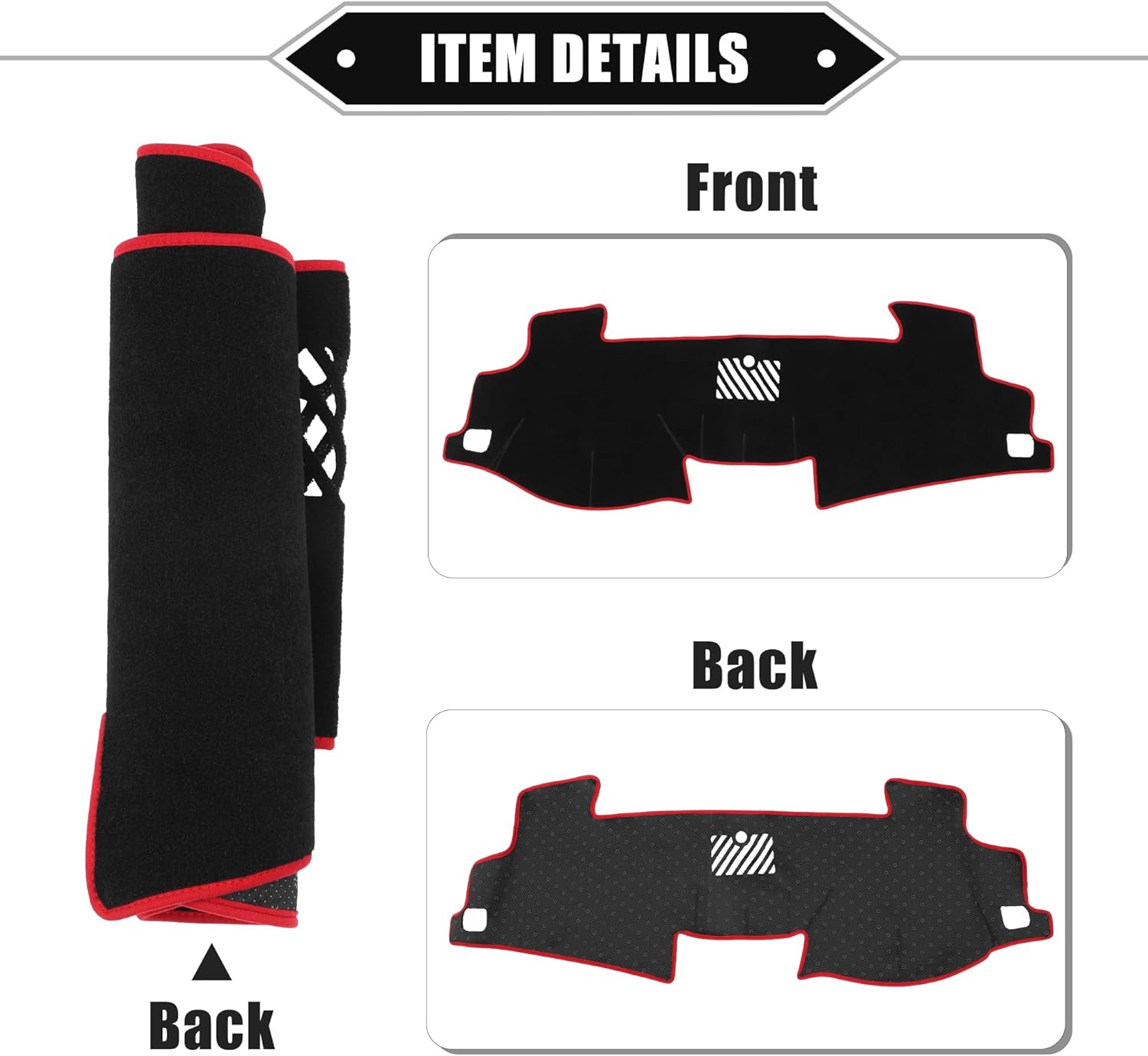 Dashboard Cover Compatible for Toyota Camry 2012-2017, Non-Slip Polyester Black Red Dash Cover Mat Dash Board Protector Cover