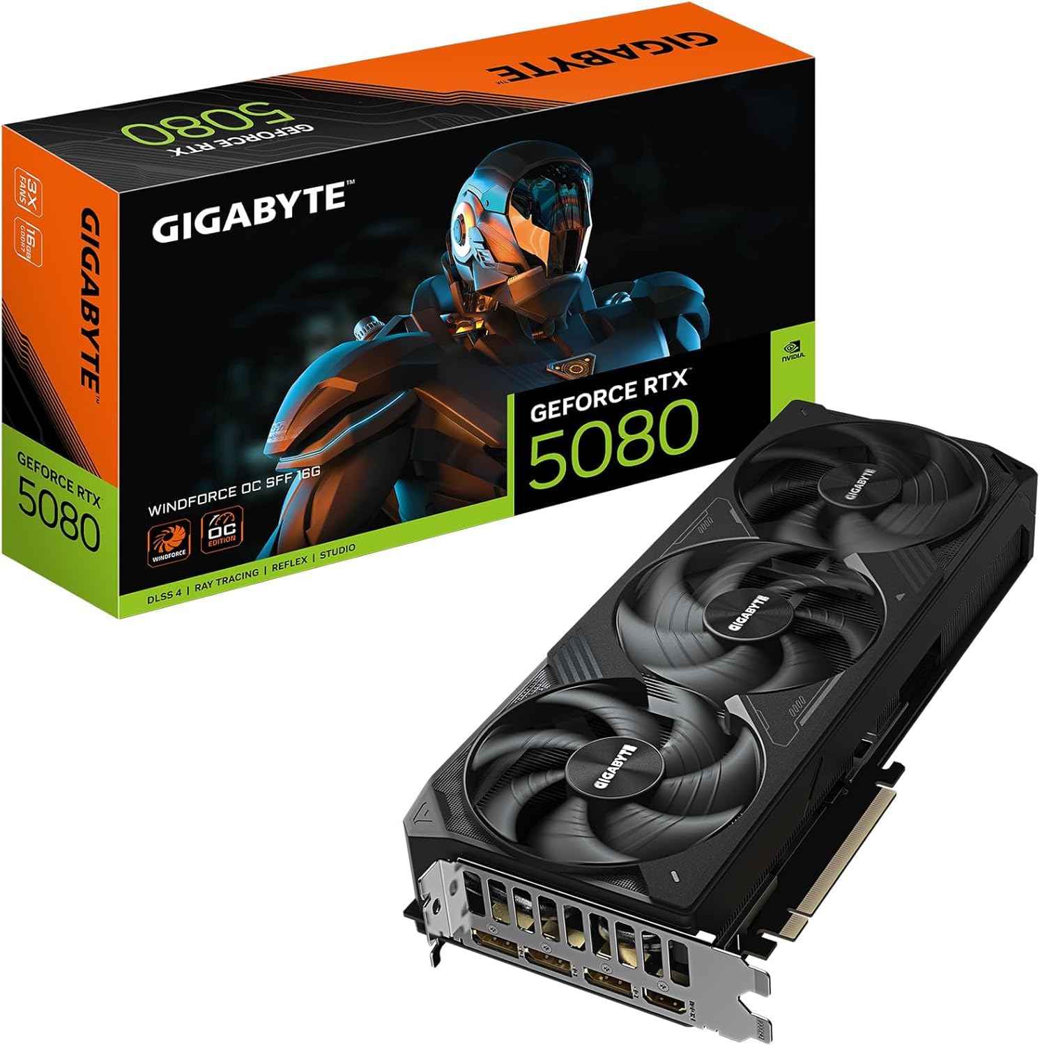 GIGABYTE GeForce RTX 5080 WINDFORCE OC SFF 16G Scheda Grafica, Sistema di Raffreddamento WINDFORCE, Scheda video 16GB 256-bit GDDR7, GV-N5080WF3OC-16GD compatibile con Desktop