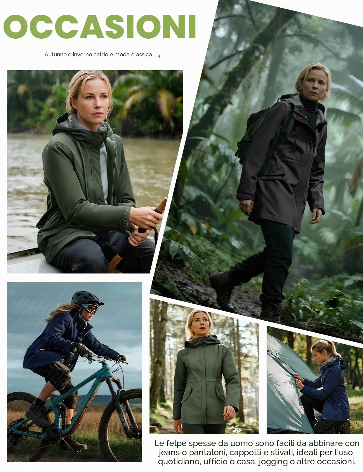 CMTOP Giacca Impermeabile Donna Parka Calda Leggera con Fodera Interna Cappotto Softshell Antivento con Cappuccio Trench Giubbino Outdoor Casual Elegante Raincoat Funzionale