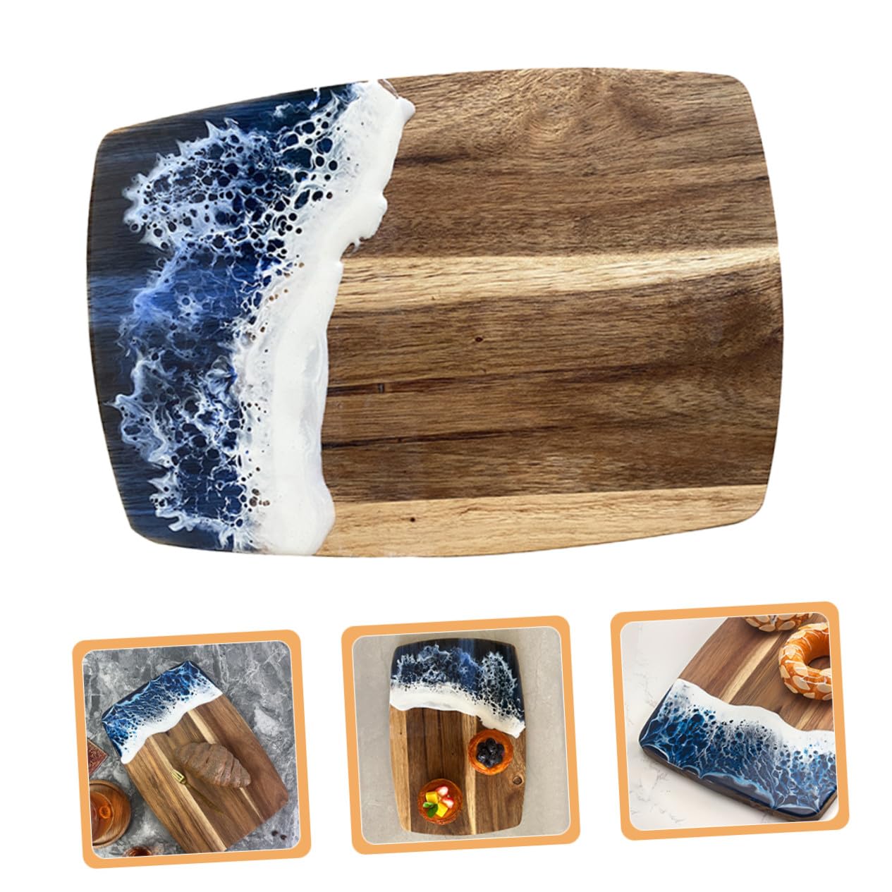 Planche à Découper Bois et Résine, Motif Aléatoire, Solide