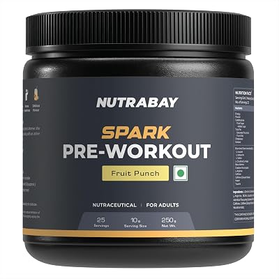 Nutrabay Gold Spark Pre Workout Supplement Powder 300mg Caffeine, 1000mg L-Arginine, 3000mg Beta Alanine, 2500mg Citrull