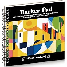 Umriox 90lb/150gsm Marker Paper Pad, Double-Sided, 7.6" x 7.6", 40 Sheets