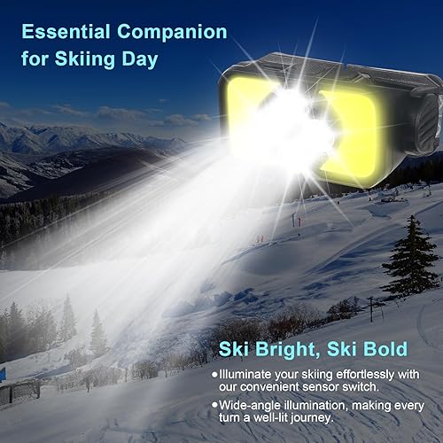 Miniatura 2 de Linterna de faro delantero, 1500 lúmenes, linterna LED brillante recargable con luz blanca y roja, lámpara frontal con sensor de movimiento,