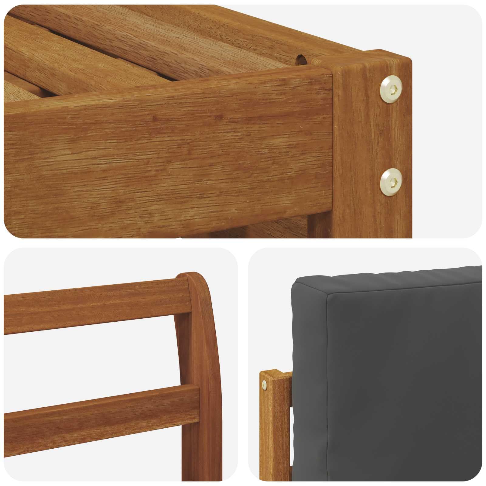Conjunto de sofá seccional de Madera Maciza de Acacia con Cojines 6 pcs Natural y Antracita para terraza jardín hogar Modular y Resistente al Aire Libre