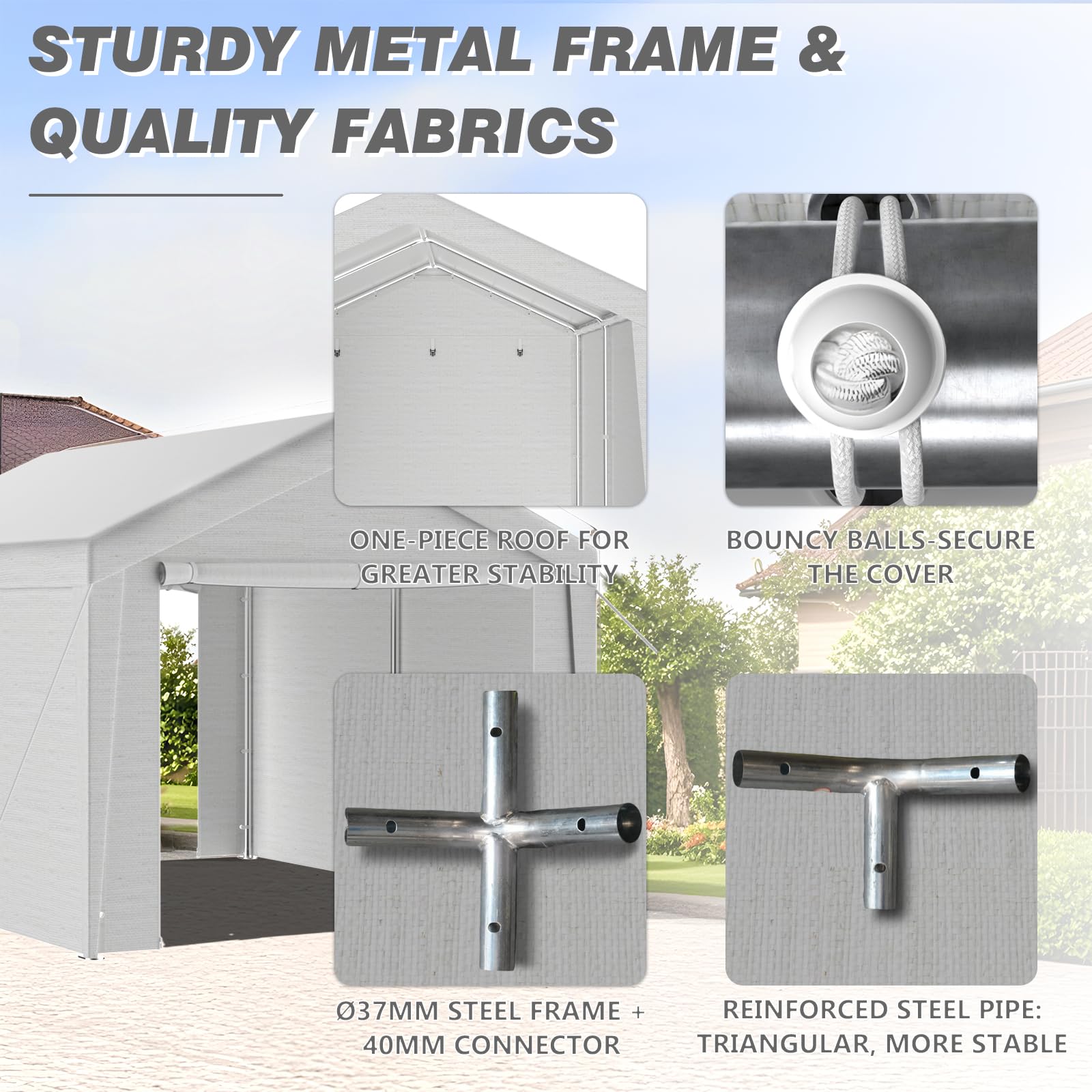Gazebo per tenda 3x4m telone PE resistenti UV pareti laterali rimovibili telaio metallico tetto rinforzato