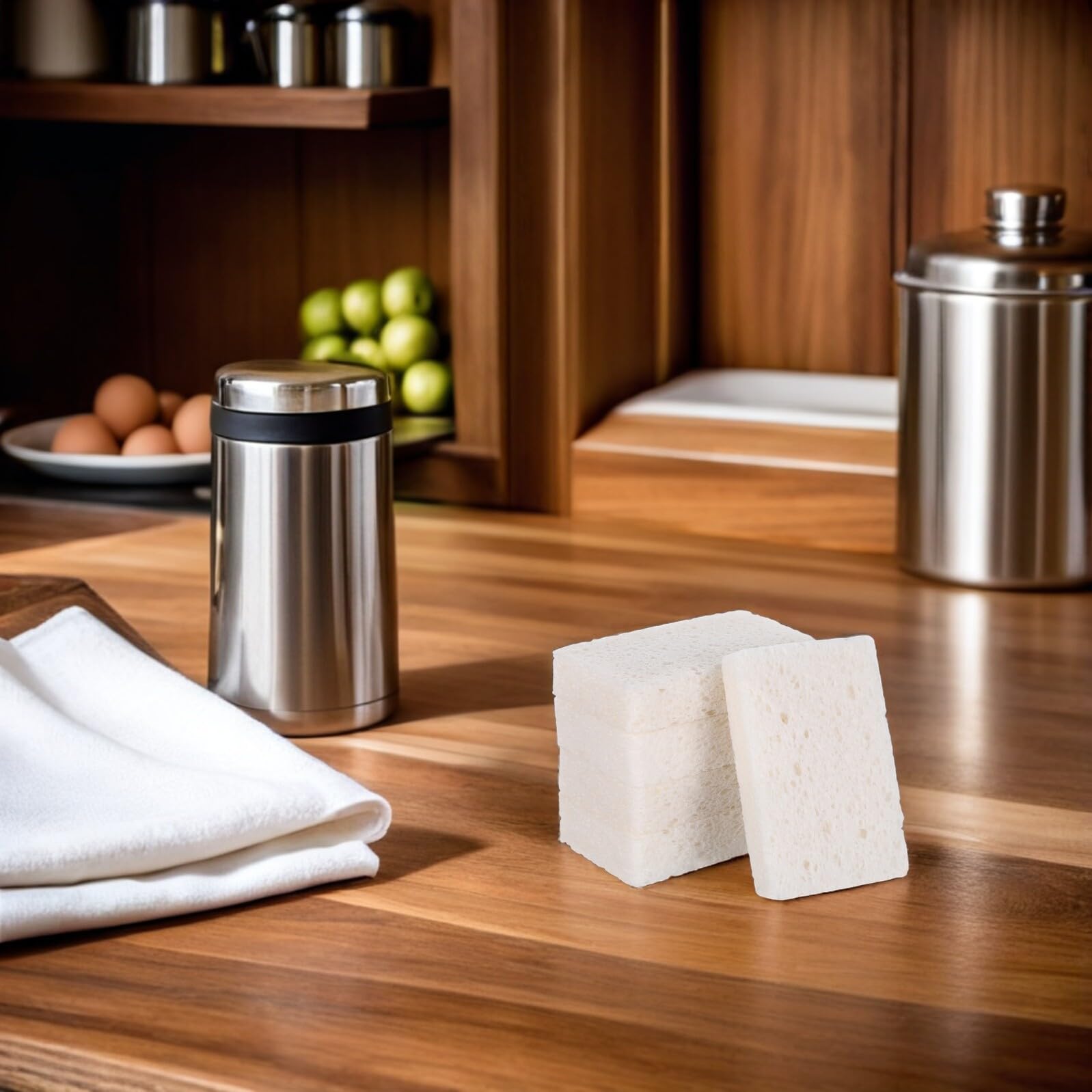 20 Stück Teiliges Zellulose Küchenschwämme aus Holzfaser Kratzfreie Reinigungspads Vielseitige Spül Putzschwämme mit Hoher Wasseraufnahme Wiederverwendbar für Küche und Haushalt