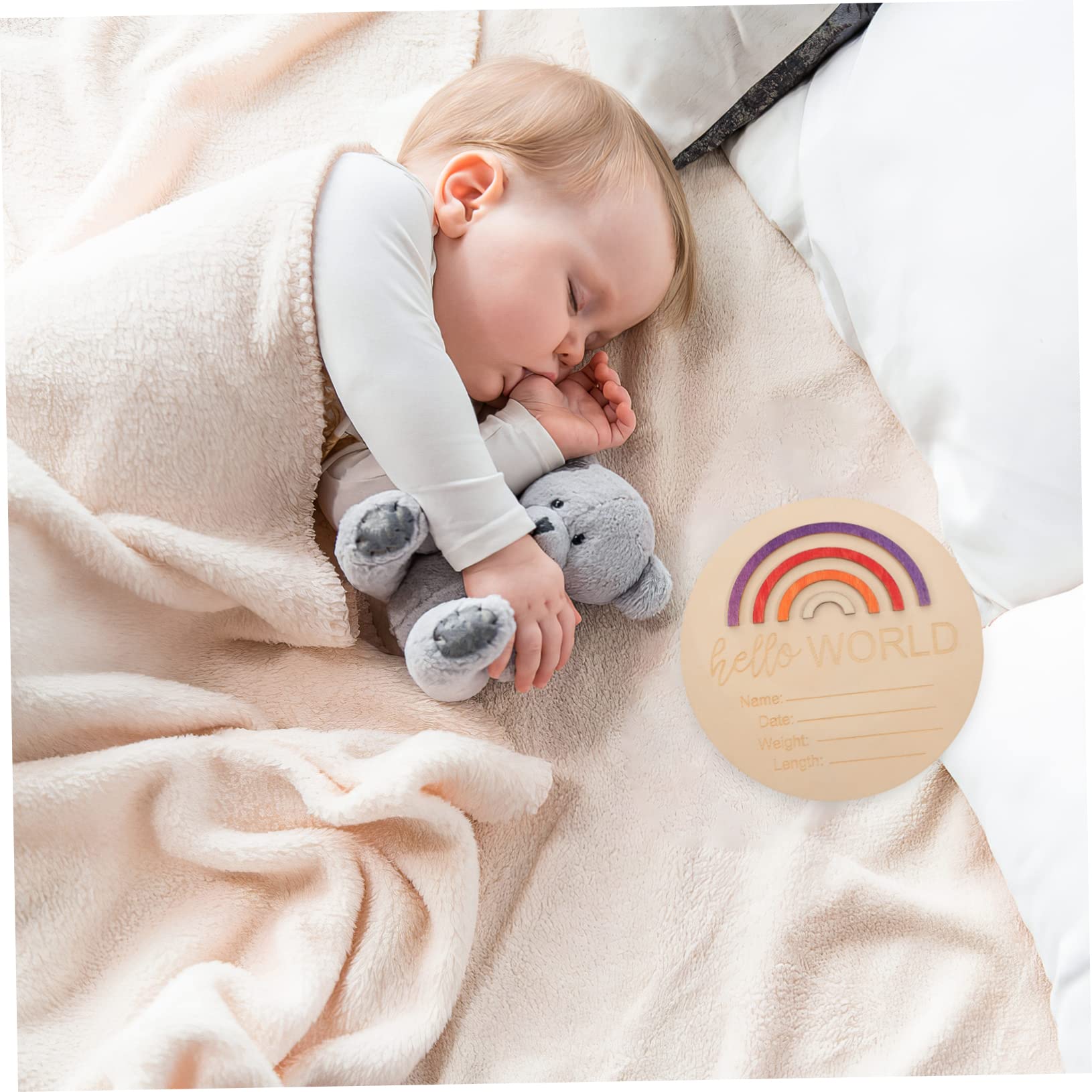 SUPVOX Monthly Baby Milestone Announcements Wooden Name Sign Baby Milestone Cards Birth Announcement Sign