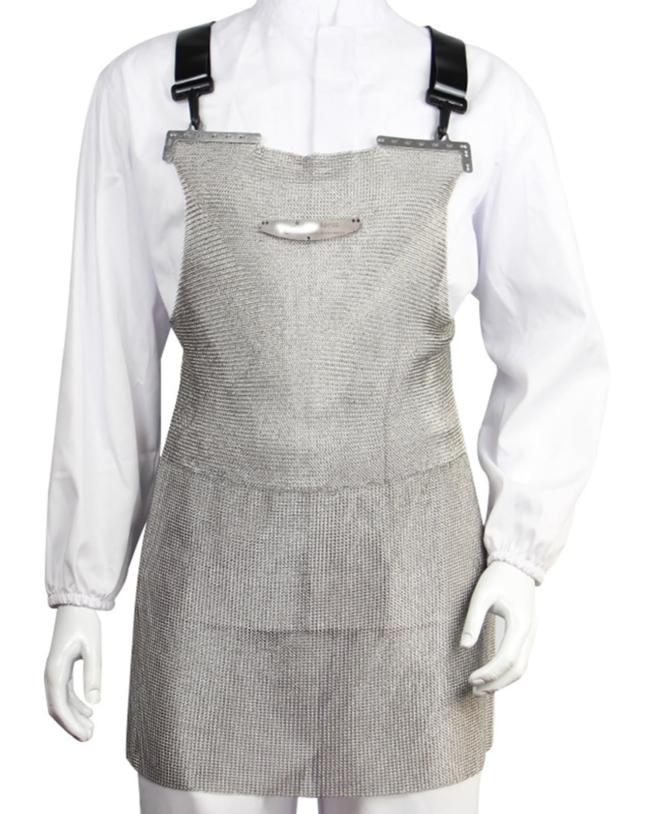FUELIX Delantal Delantal Resistente A Cortes, Delantal De Metal De Acero Inoxidable Delantal Protector De Trabajo De Seguridad De Carnicero, Correas De Hombro Ajustables 55 * 70cm