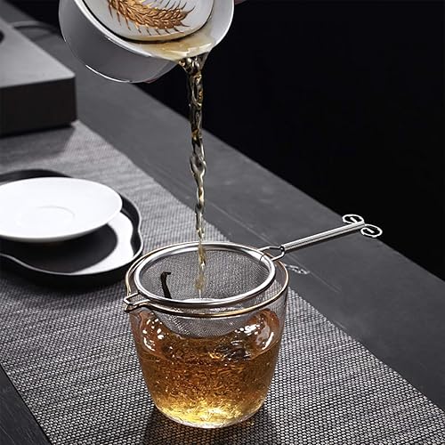Miniatura 4 de Colador de té de acero inoxidable 1810 (plata, mango largo), filtros de drenaje de té para juego de té Kung Fu, accesorios de filtro de café