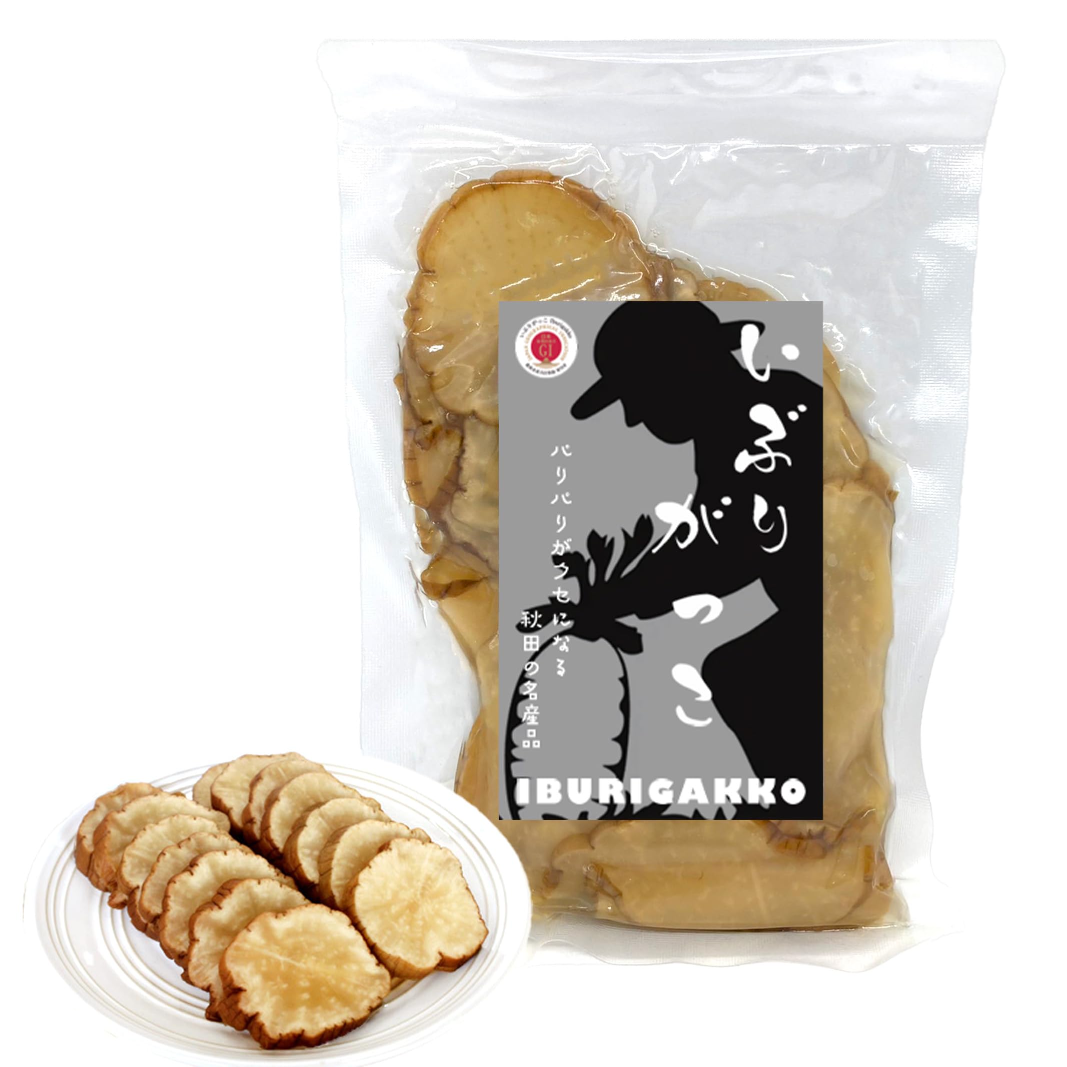 BAYU STORE 秋田 麦酒漬け いぶりがっこ スライス 【着色料保存料添加物不使用】 漬物 たくあん おつまみ ご飯 おかず 大根 燻製 沢庵