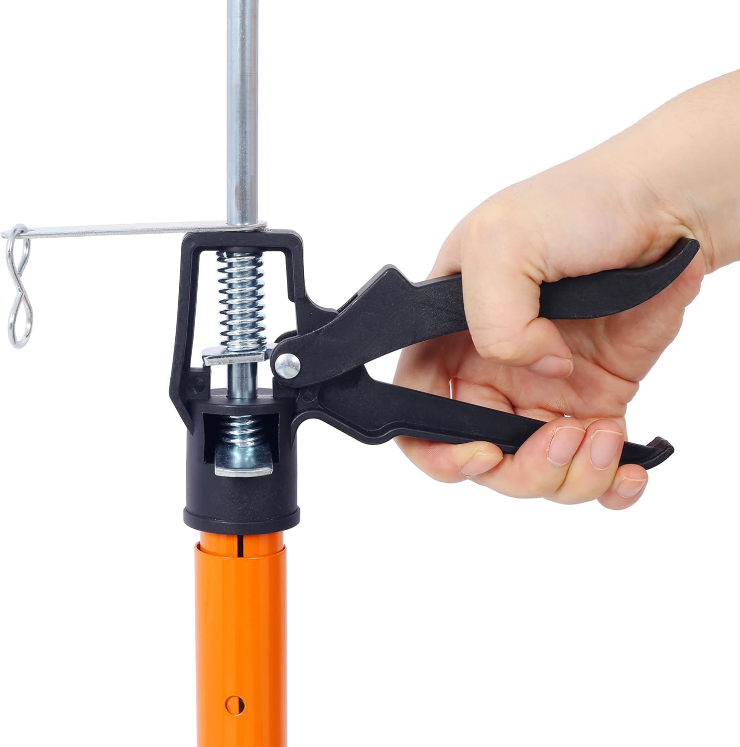 Adjustable Support Pole, 3rd Hand Tool, Steel Support System for Drywall, Cabinet Jacks, and Cargo Bars, Extends from 45 to 114 Inches, Heavy-Duty Construction with Carry Bag (Orange, 4 Pack)