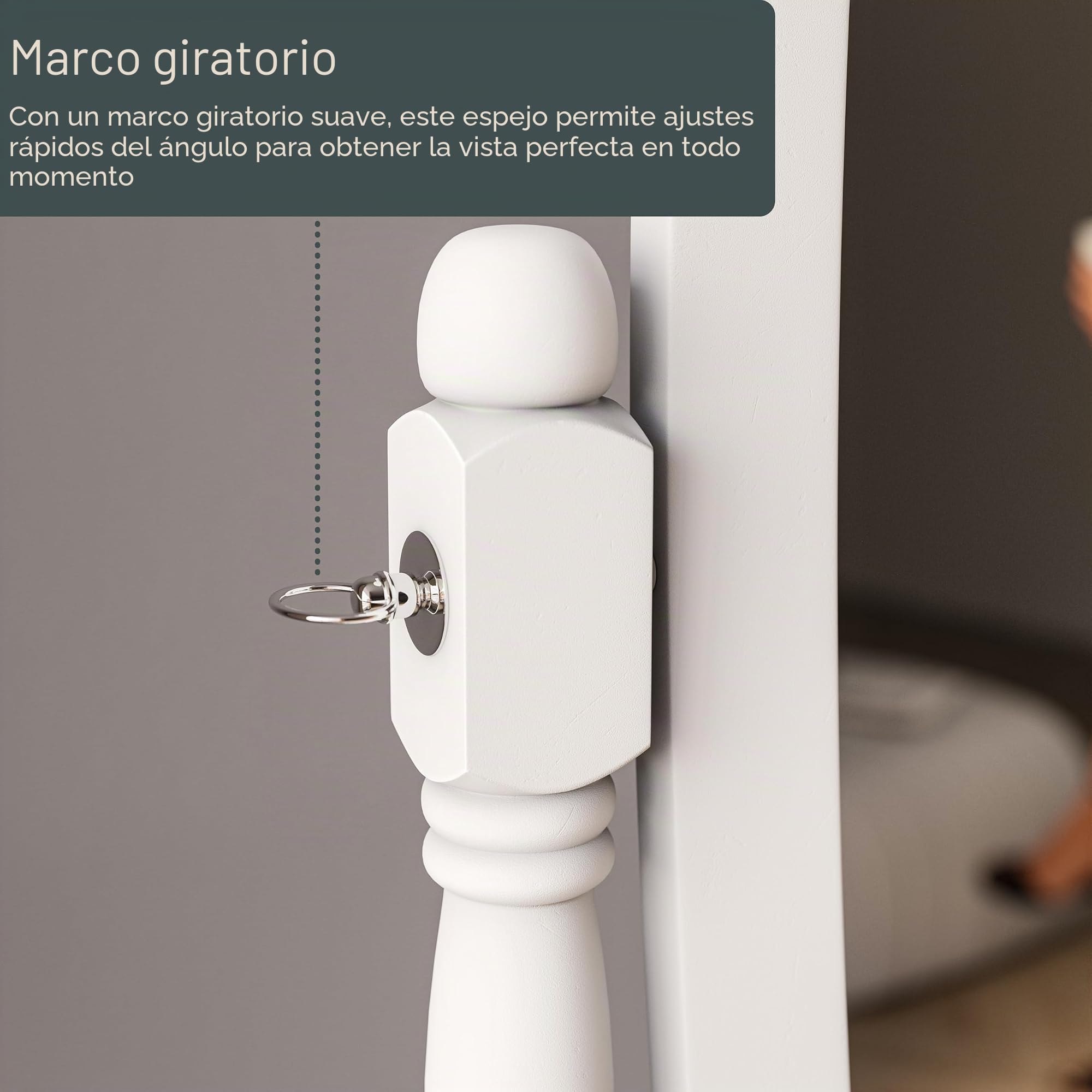 Home Discount - Espejo basculante Nishano Cheval, Espejo vestidor con peana, tamaño Grande, Color Blanco