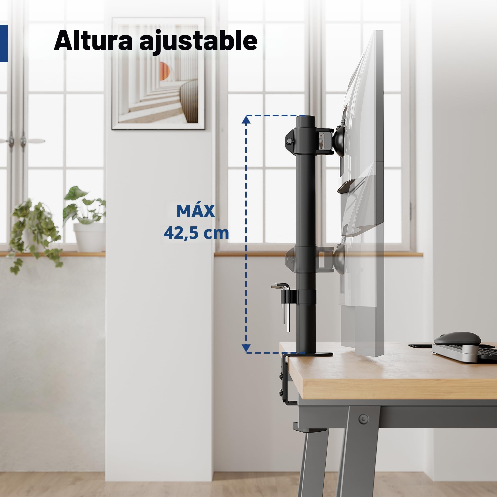 BONTEC Soporte Monitor Único 13-34 Pulgadas, Ajuste de Movimiento Completo, Compatibilidad VESA 75x75/100x100mm, Capacidad de 10kg, Ergonomía Mejorada, Opciones de Instalación Dual