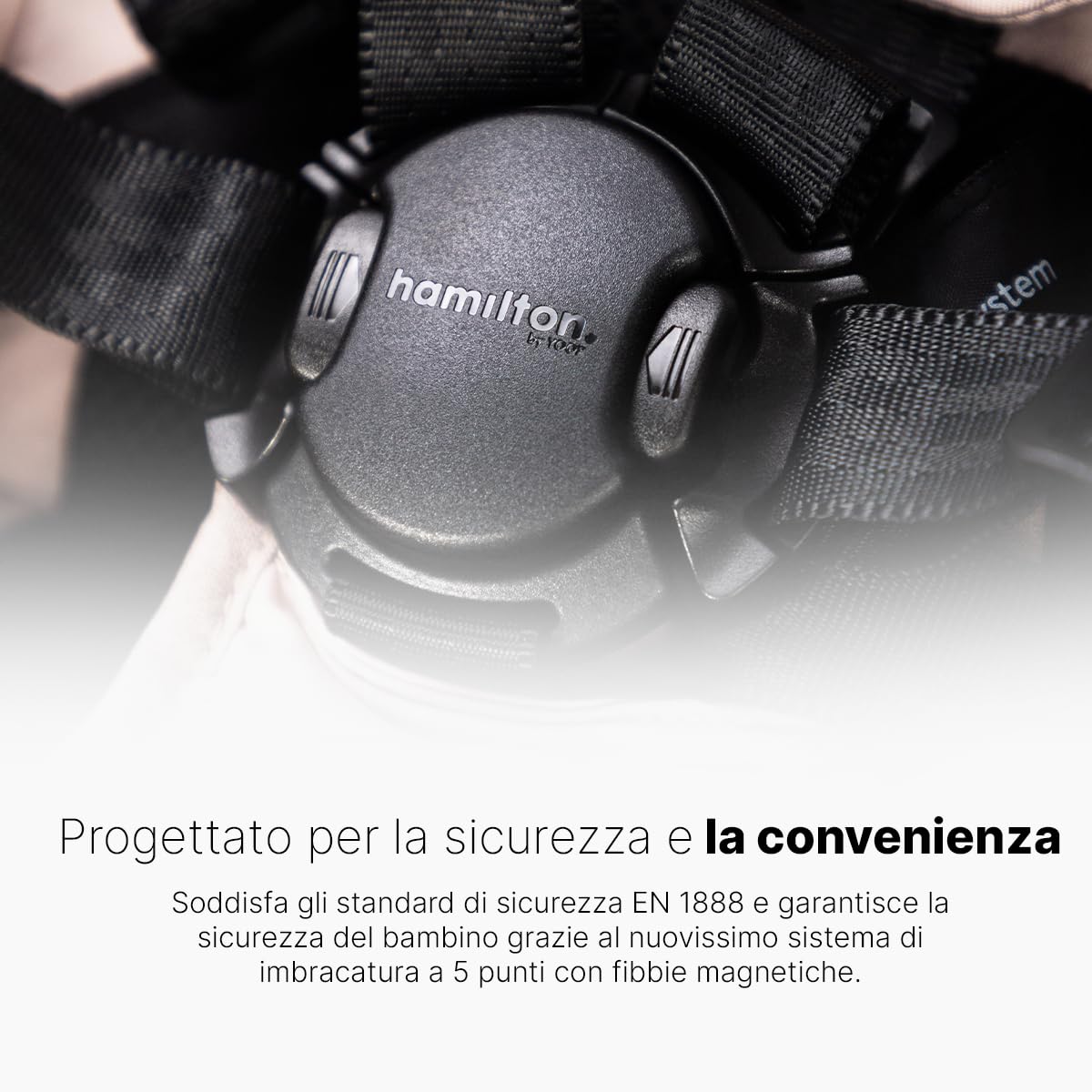 Hamilton by Yoop T1 Buggy - Seduta girevole a 360° - Tecnologia MagicFold™ - Pieghevole - Ruote riflettenti con sospensioni - Include borsa protettiva e portabicchieri - Passeggino regolabile - Cachi