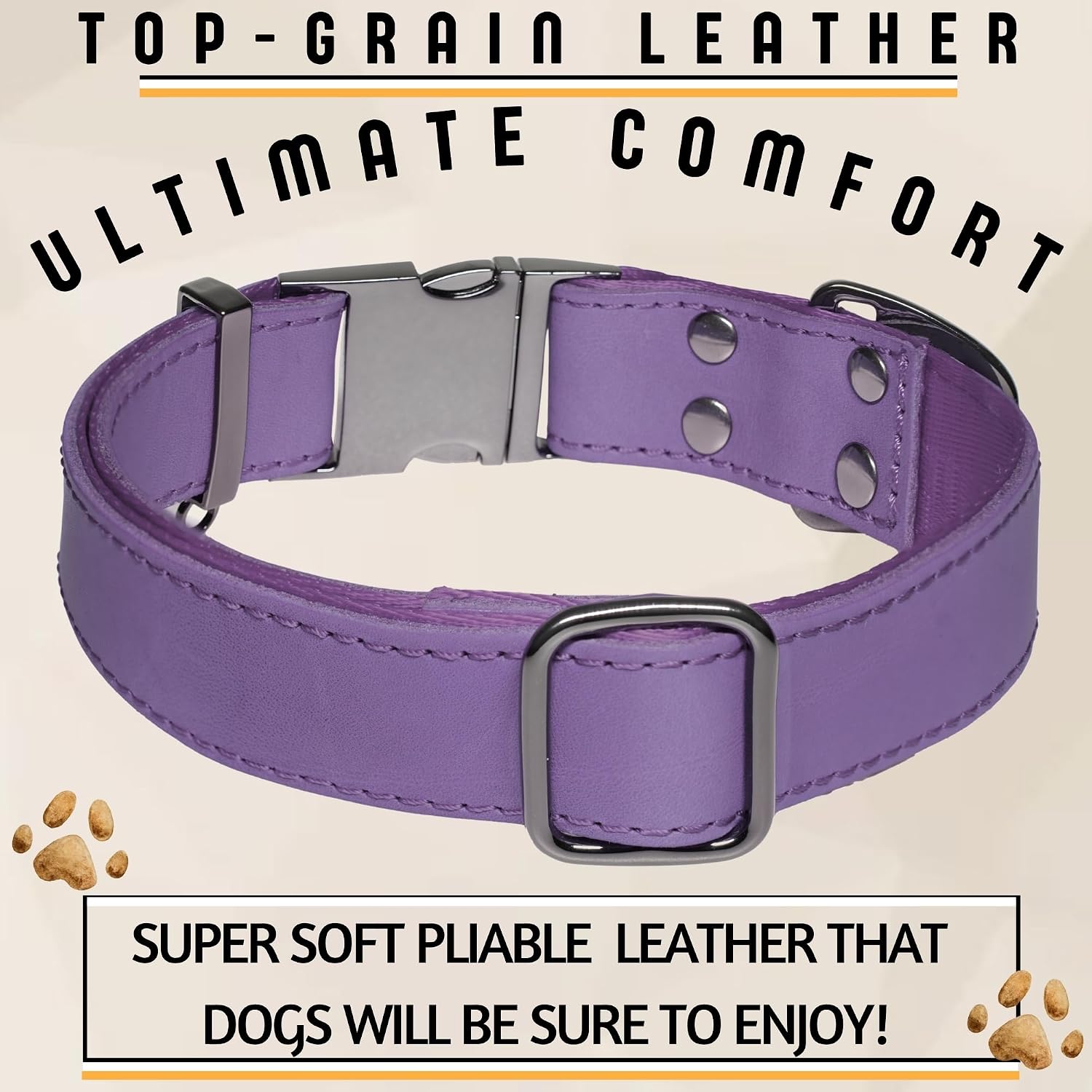 ADITYNA Leather Dog Collar for Medium & Large Dogs, Adjustable 15-21" Neck image 4