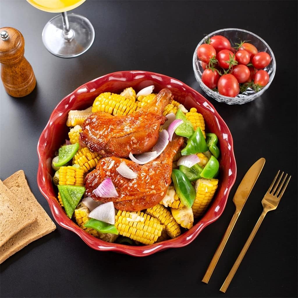 Glaze Pie Dish No- Stick Stoneware Quiche Pan Baking Dish Plate with Crinkle Rim 10. 5 Inches Round Tart Pie Tin