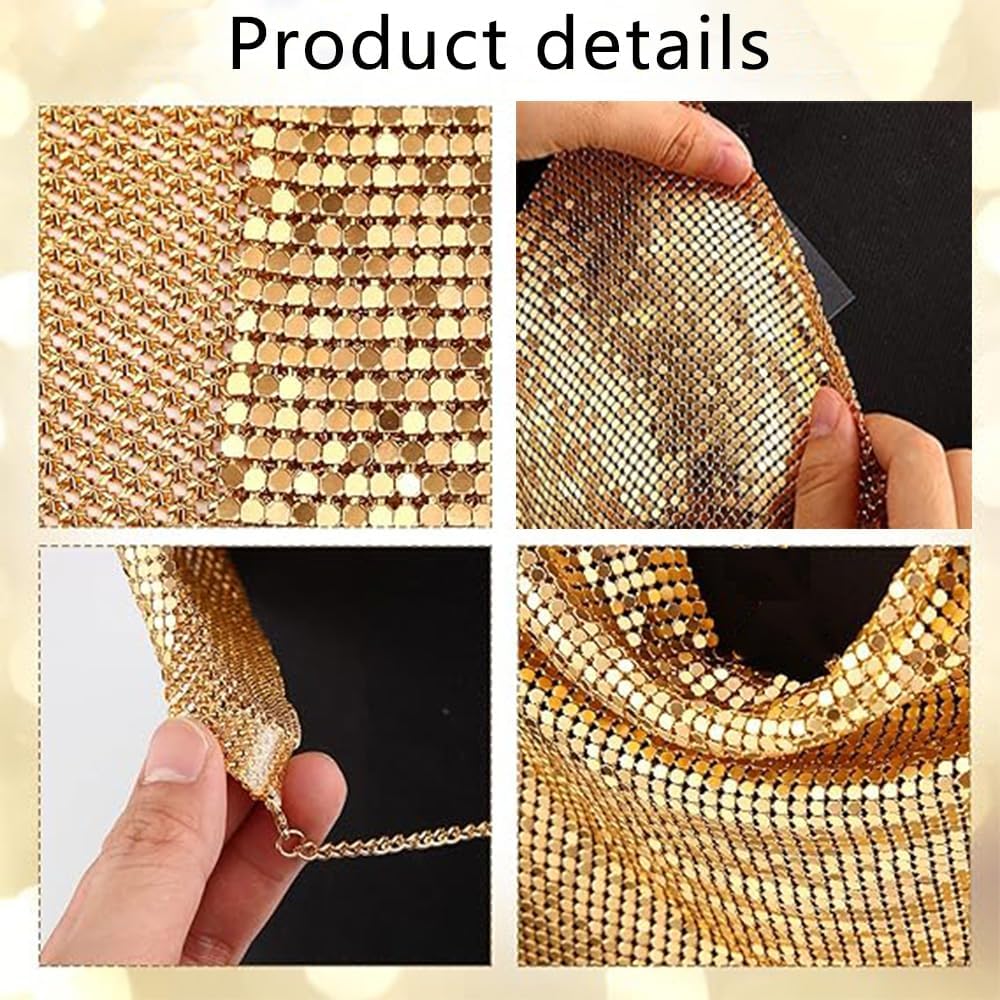 Gold Sexy Tops for Women Sparkly Deep V Neck Crop Tank Tops Cami Body Chain Fashion Top 50 * 30CM(Gold) - Image 4