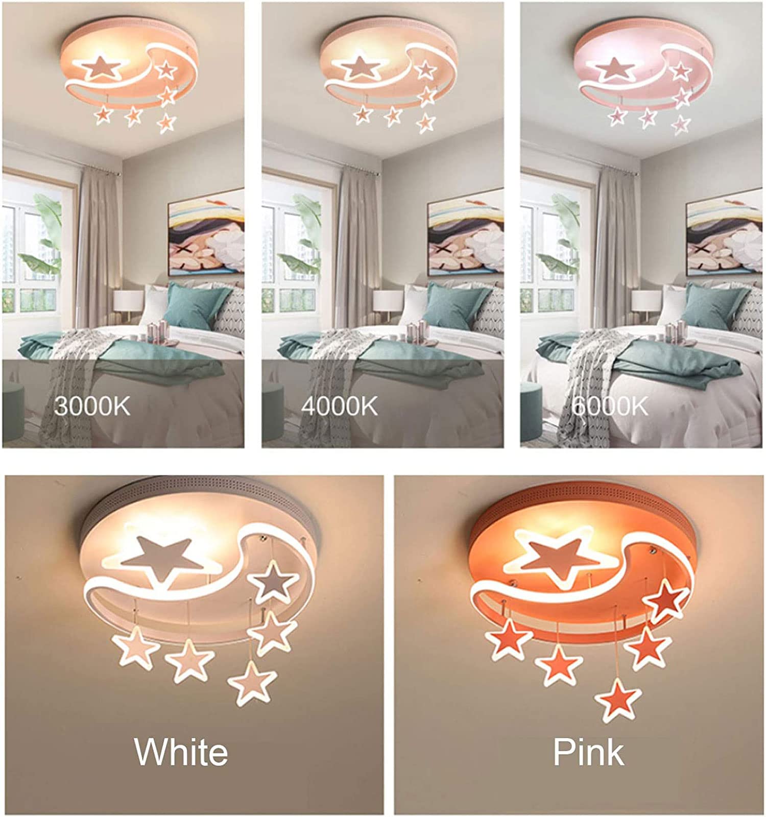 LED Kids Ceiling Lamp Ceiling Lamp Pendant Lamp Modern Creative Iron Acrylic Star Moon Cloud Kids Room Living Bedroom Decoration Decoration Romantic - View #6