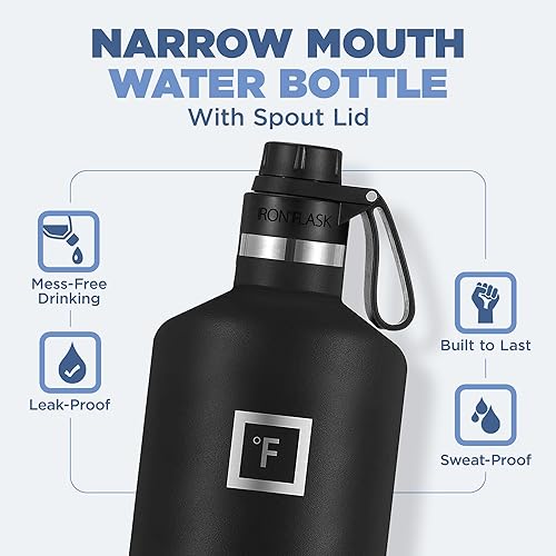 Miniatura 2 de IRON FLASK - Botella de agua deportiva de 12 onzas, 16, 20, 24, 32, y 64 onzas, 3 tapas (tapa de boquilla), acero inoxidable aislado al vacío, frío,