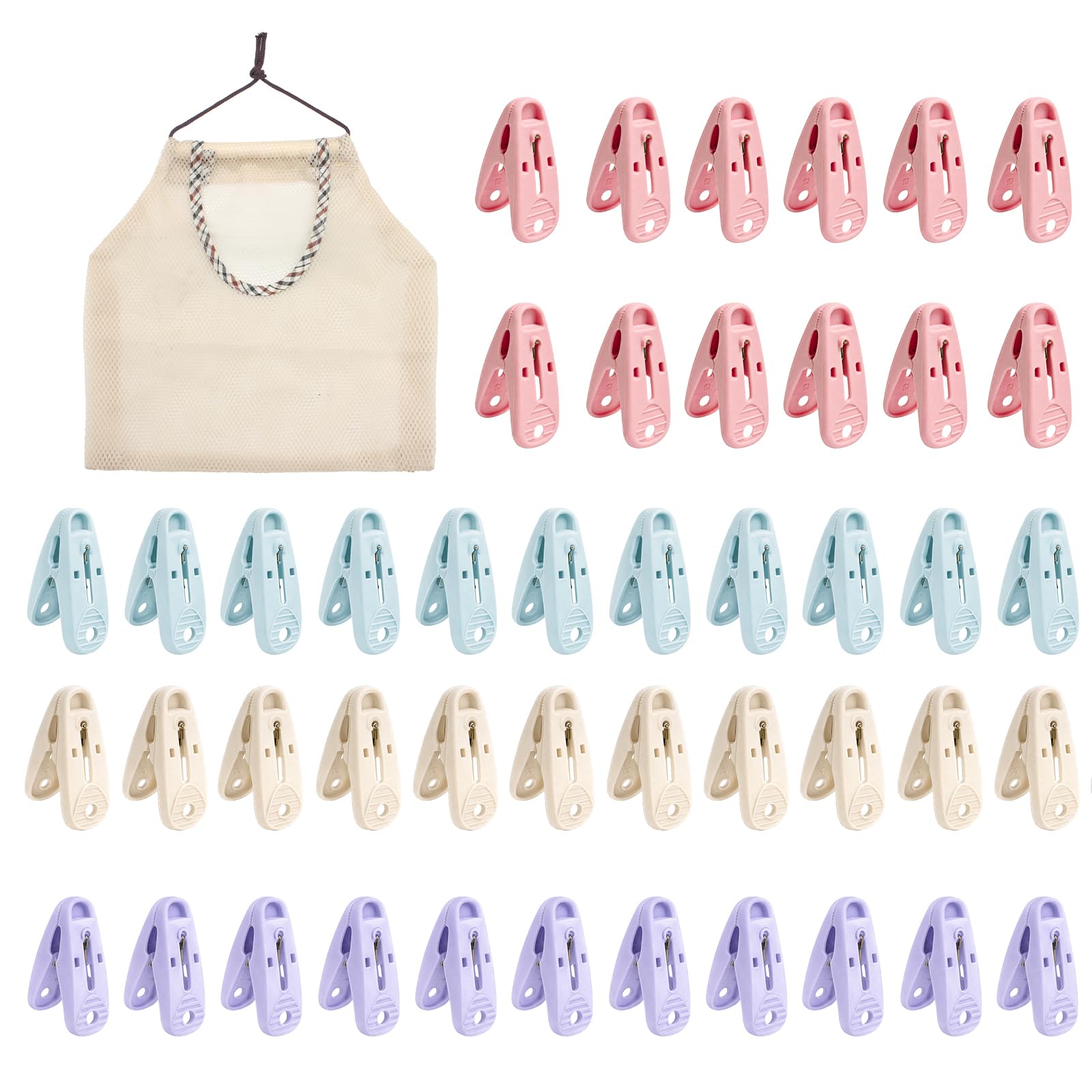 QOPAHI 48 Pack Clothes Pegs for Washing Line, Non Slip Mini Plastic Pegs, Extra Strong Grip Clothes Peg, Wind-Resistant Laundry Clips with Bag for Home Garden Paper Pictures & Snack Bags(4 Colours)