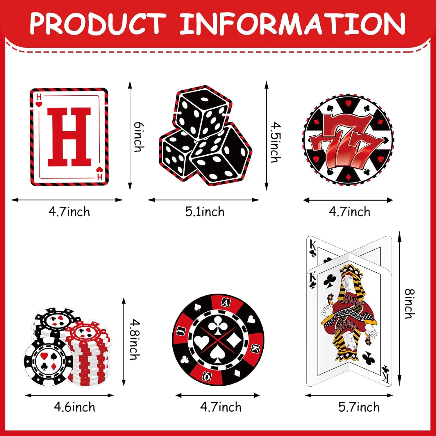 Outus 17 Pieces Casino Poker Theme Party Decorations Casino Birthday Banner Hanging Swirl 3D Table Toppers Decorations for Poker Party Supplies - Image 2